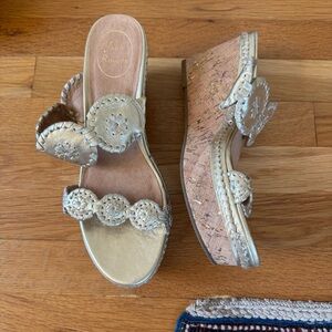 Jack Rogers Gold Wedge Sandals